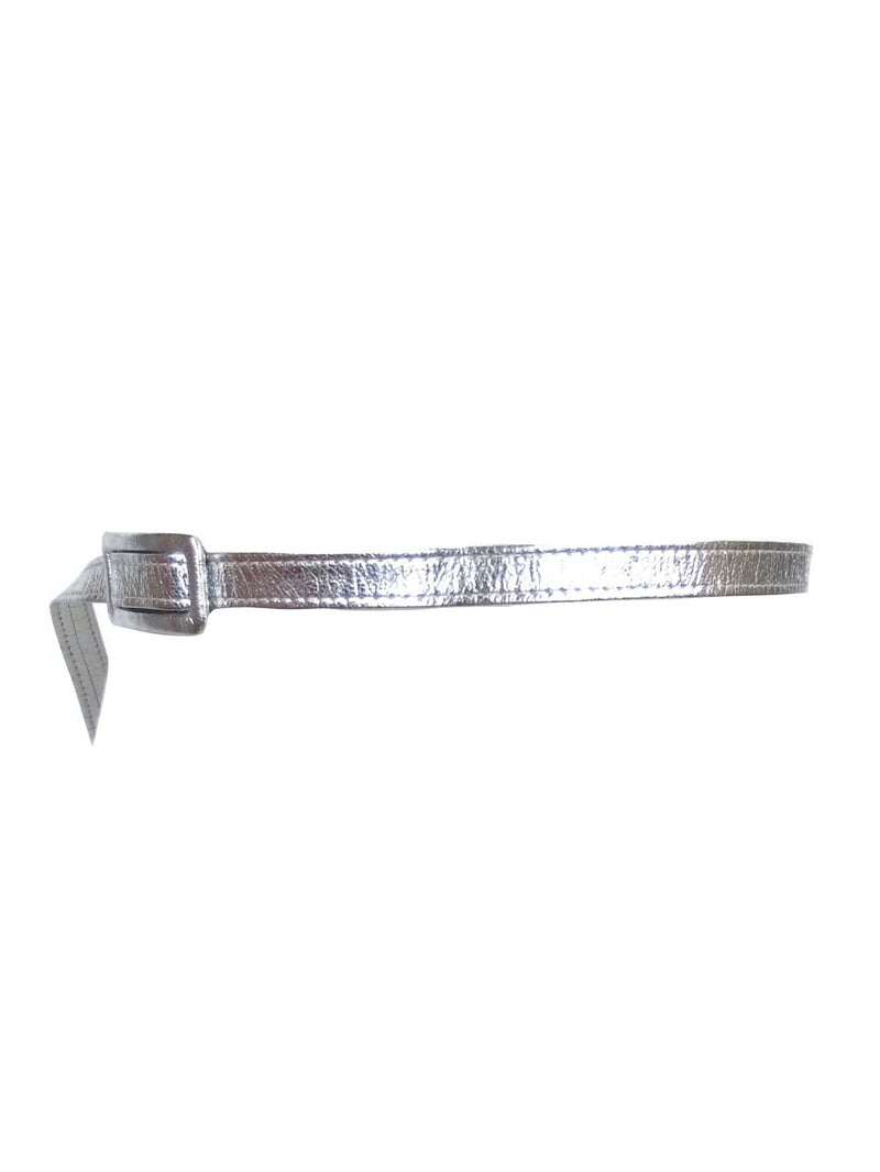 Vintage 60s Space Age Mod Metallic Silver Adjustable Thin Belt