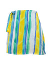 Vintage 80s Bohemian Beachy Festival Style Striped Sarong Wrap A-Line Flowy Mini Skirt | Size XXS