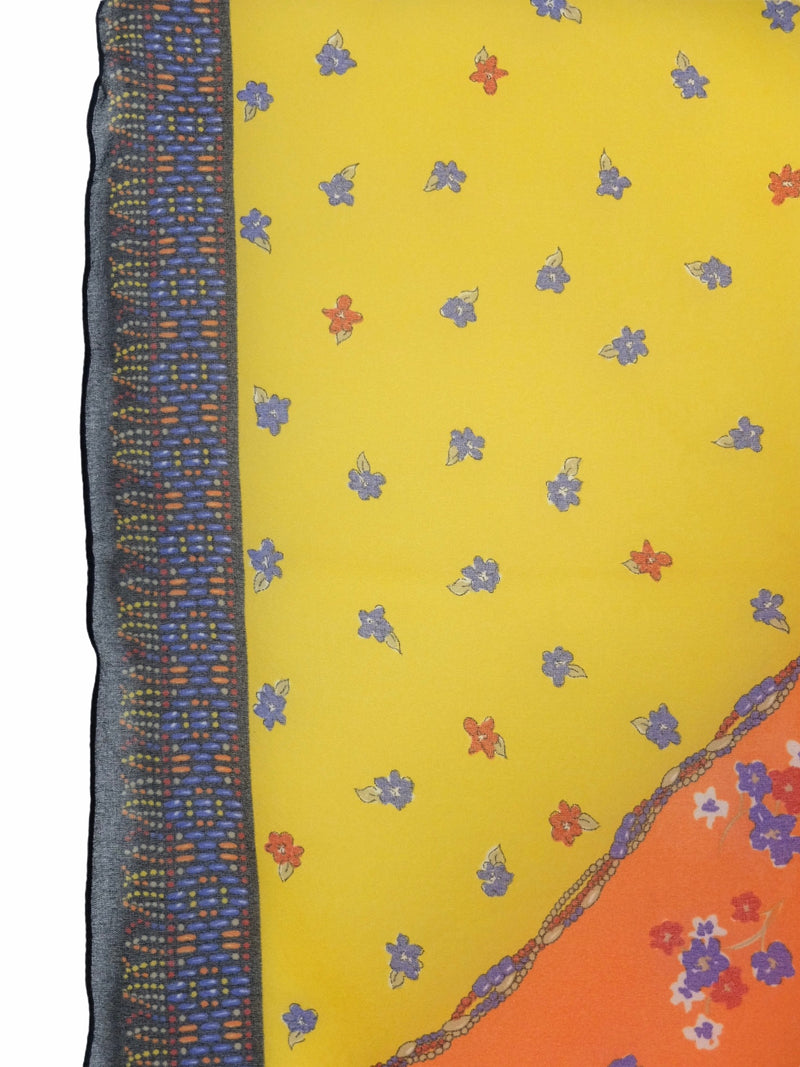 Vintage 90s Y2K Bright Floral Cottagecore Prairie Sheer Chiffon Small Square Bandana Neck Tie Scarf