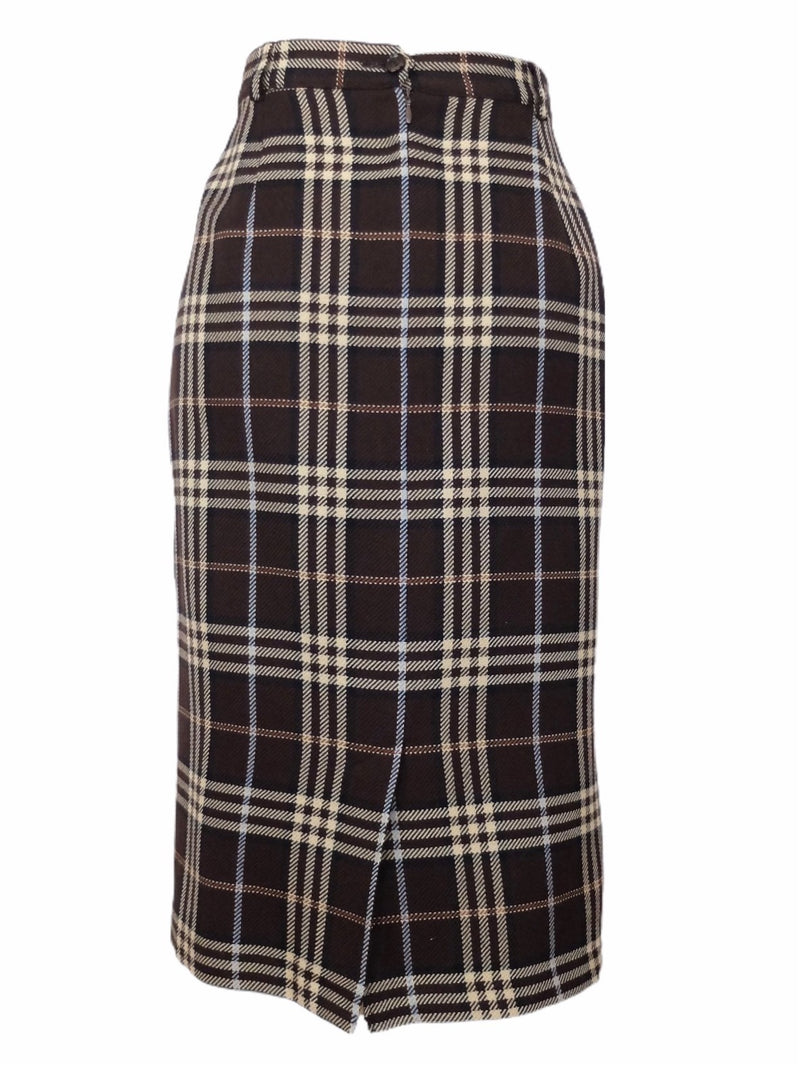 Tartan A Line Midi Wool Skirt, 1950'S Women Vintage Inspired Wool