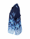 Vintage 80s Hawaiian Boho Blue Floral Sheer Chiffon Collared Short Sleeve Button Up Shirt