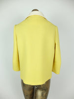 60s Mod Yellow Pastel Collared 3/4 Sleeve Blazer Jacket