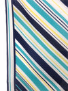 Vintage 70s Mod Nautical Blue White & Yellow Striped Square Bandana Neck Tie Scarf