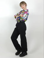 90s Floral 3/4 Sleeve Button Up Collared Blouse