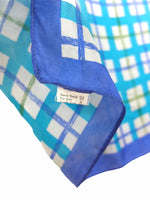 Vintage 80s Silk Mod Chic Blue & Green Small Square Bandana Neck Tie Scarf
