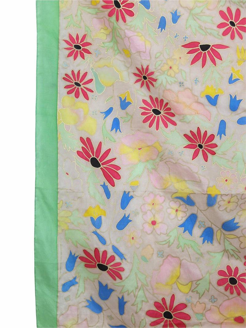 Vintage 70s Silk Mod Psychedelic Bright Floral Patterned Large Square Bandana Neck Tie Scarf