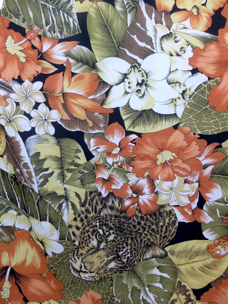 Vintage 80s Tropical Safari Floral Animal Print Extra Large Square Multi Wear Bandana Neck Tie Scarf Sarong