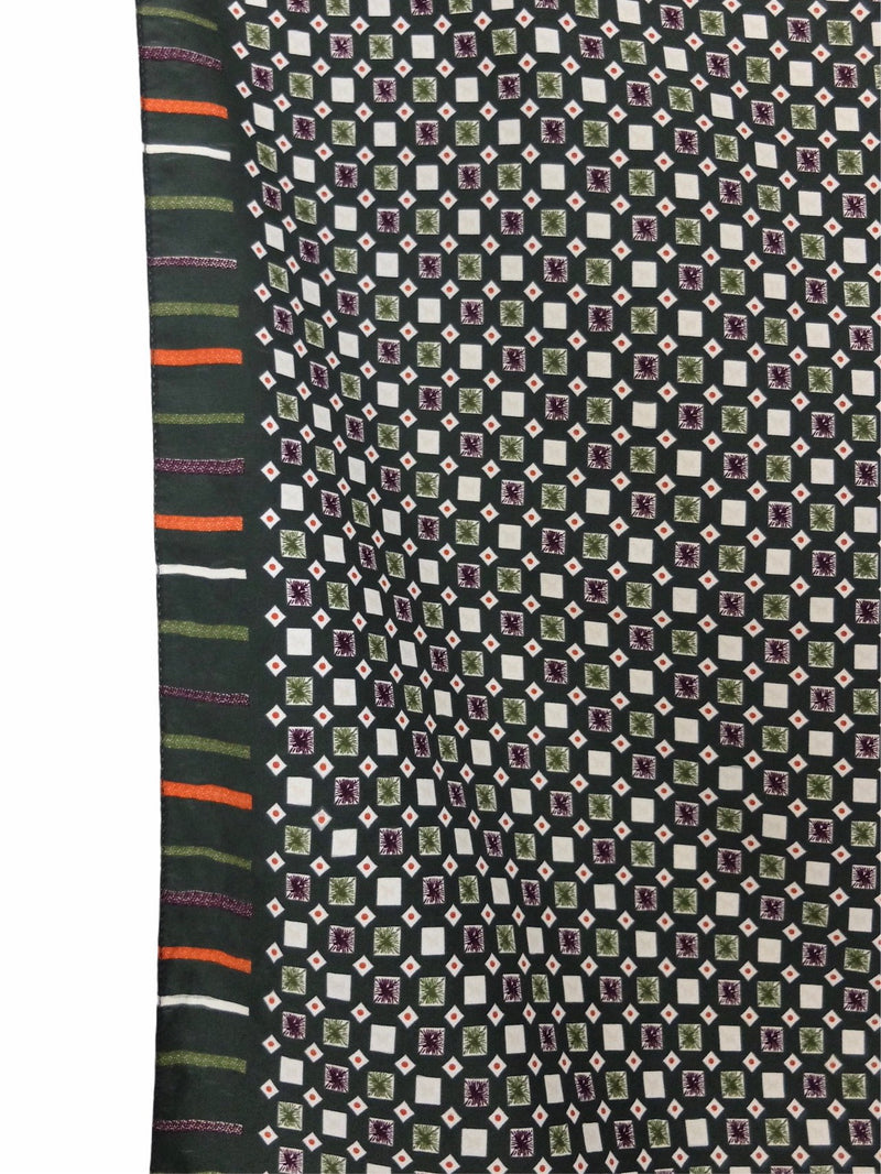 Vintage 80s Silky Bohemian Abstract Geometric Square Bandana Neck Tie Scarf