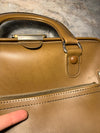Vintage 60s Mid-Century Modern Chic Brown Faux Leather Structured Boxy Top Handle Purse Handbag