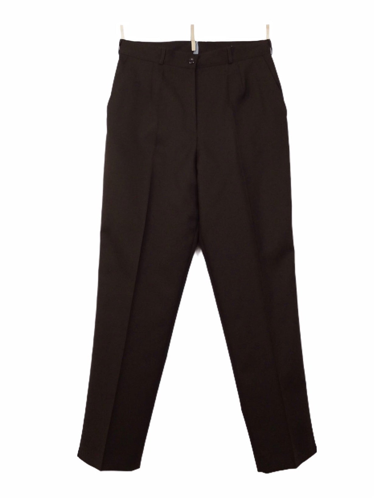 Vintage 80s Mod Brown Solid High Waisted Pleated Straight Leg Trouser Pants | 32 Inch Waist