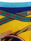 Vintage 80s Silky Equestrian Bright Blue & Yellow Patterned Square Bandana Neck Tie Scarf