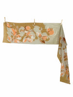 Vintage 70s Mod Hippie Floral Patterned Long Wide Neck Tie Scarf with Metallic Thread Detail