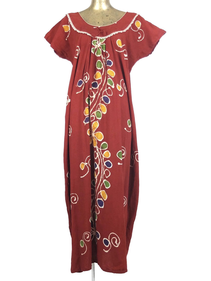 70s Psychedelic Hippie Butterfly Sleeve Maxi Dress