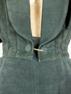 80s Wilsons Forest Green Suede Leather Cropped Structured Boxy Blazer Jacket