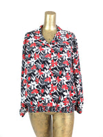 80s Floral Long Sleeve Blouse with Elasticated Waist