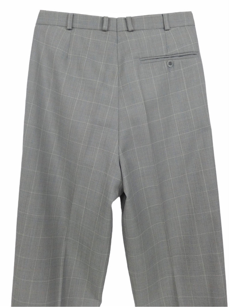 Vintage 00s Y2K Men’s Grey Plaid Check Print Straight Leg Cigarette Trouser Pants | Size 29-30 Waist