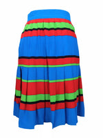 Vintage 70s Silk Mod Glam Rock High Waisted Bright Striped Pleated Mini Skirt