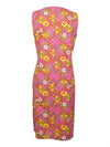 Vintage 60s Psychedelic Mod Bright Floral Sleeveless Tank Button Down Midi Shift Dress