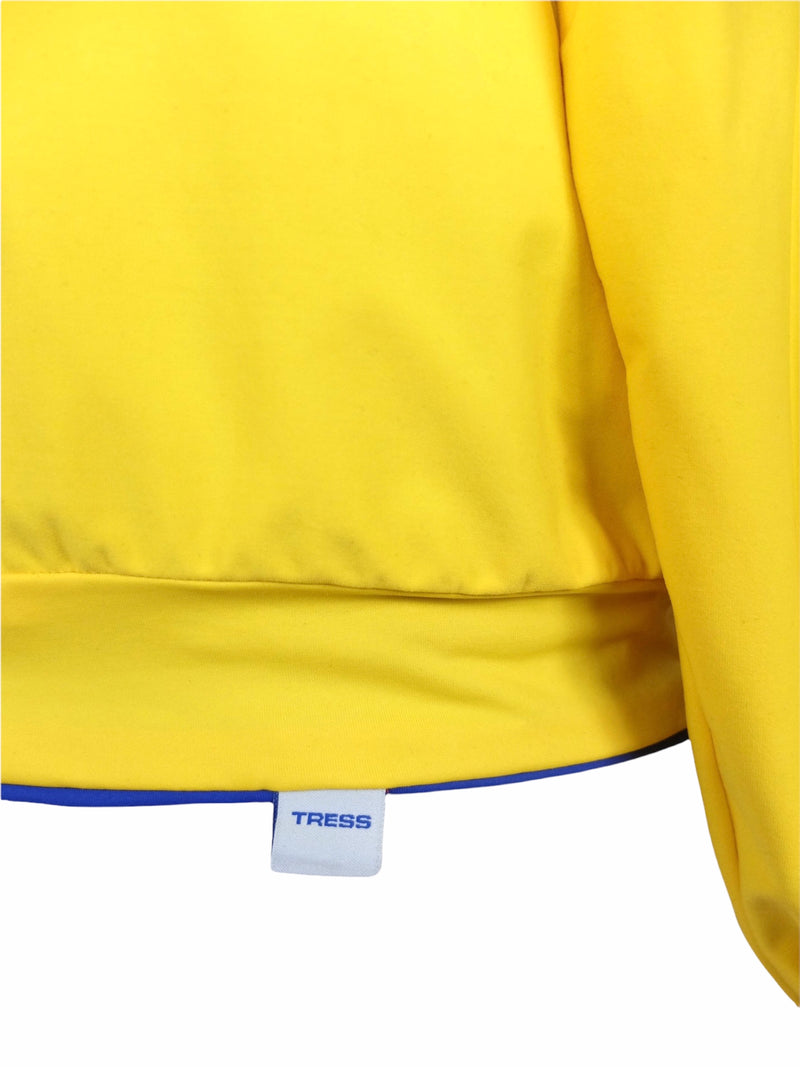 Vintage 90s Sportswear Streetwear Athletic Roll Neck Turtleneck Pullover Reversible Bright Blue & Yellow Long Sleeve Outerwear Shirt | Women’s Size Extra Small-Small