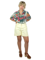 30s Tropical Floral Collared Half Sleeve Button Up Hawaiian Shirt