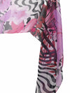 Vintage 90s Y2K Psychedelic Abstract Floral Pink & Black Sheer Long Wide Chiffon Neck Tie Scarf