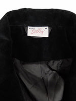 Vintage 80s Black Velvet Basic Collared Button Down Blazer Jacket