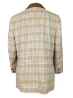 Vintage 80s Mod Chic Plaid Tartan Check Print Brown & Cream Collared Button Down Blazer Jacket | Size Large