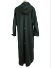 60s Pixie Forest Green German Tracht Traditional Folk Hooded Long Winter Trench Coat