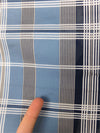 Vintage 70s Mod Preppy Blue & Beige Plaid Check Print Long Wide Polyester Neck Tie Scarf