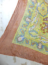 Vintage 60s Delicate Mod Bohemian Psychedelic Paisley Square Raw Silk Neck Tie Scarf