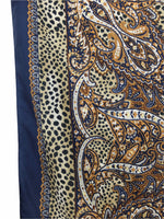 Vintage 80s Silky Bohemian Funky Paisley Cheetah Animal Print Large Square Bandana Neck Tie Scarf