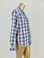 90s Check Print Long Sleeve Collared Button Up Shirt