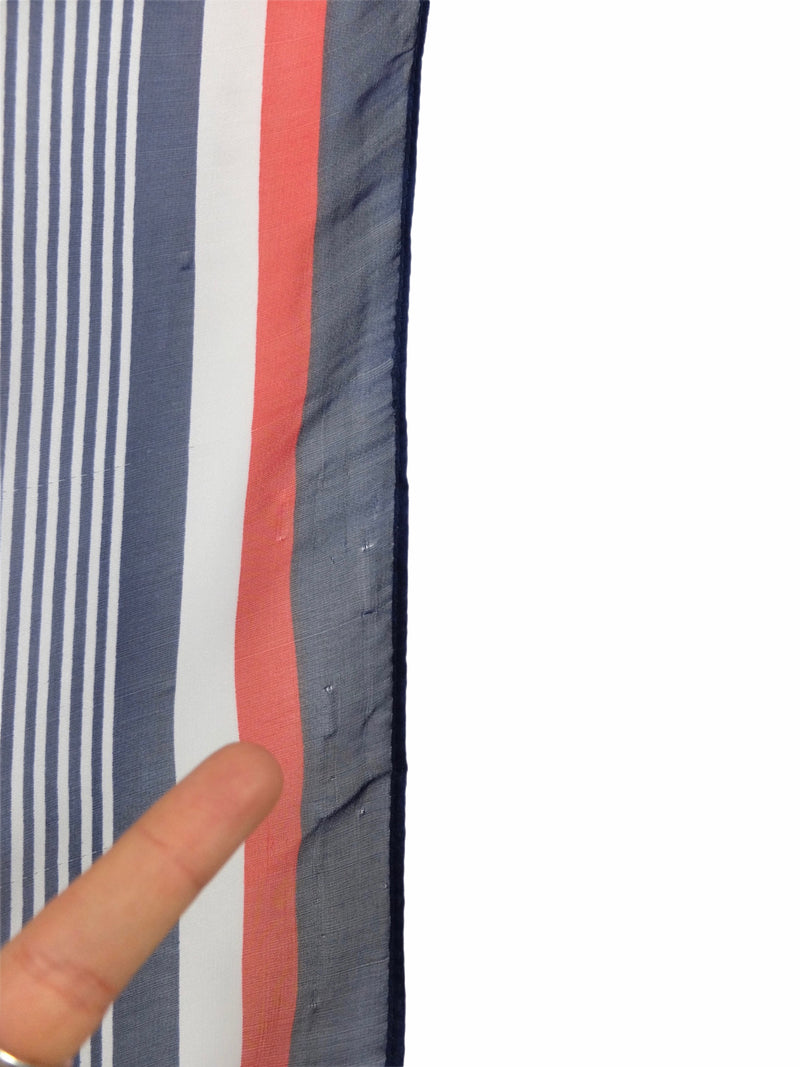 Vintage 70s Silk Mod Patriotic Red White & Blue Striped Large Square Bandana Neck Tie Scarf