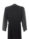 Vintage 80s Black Formal Long Sleeve Collared Wrap Mini Dress with Sheer Sleeves
