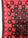 Vintage 80s Red & Black Psychedelic Abstract Patterned Silky Satin Square Bandana Neck Tie Scarf