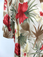 70s Tropical Hawaiian Floral Collared Half Sleeve Button Up Shirt