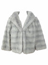Vintage 70s Glam Rock Mod Chic Grey Faux Fur Short Length Cropped Winter Coat | Size Small