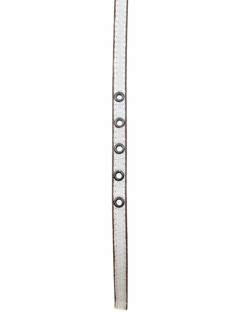 Vintage 90s Y2K Bohemian Prairie Punk White & Brown Thin Grommet Belt | 38-42 Inch Waist