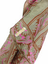 Vintage 60s Silk Mod Psychedelic Bohemian Hippie Green Pink & Brown Abstract Patterned Long Wide Neck Tie Scarf