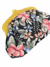 Vintage 60s Mod Kitsch Bohemian Psychedelic Hawaiian Floral Print Clutch Bag with Snap Closure