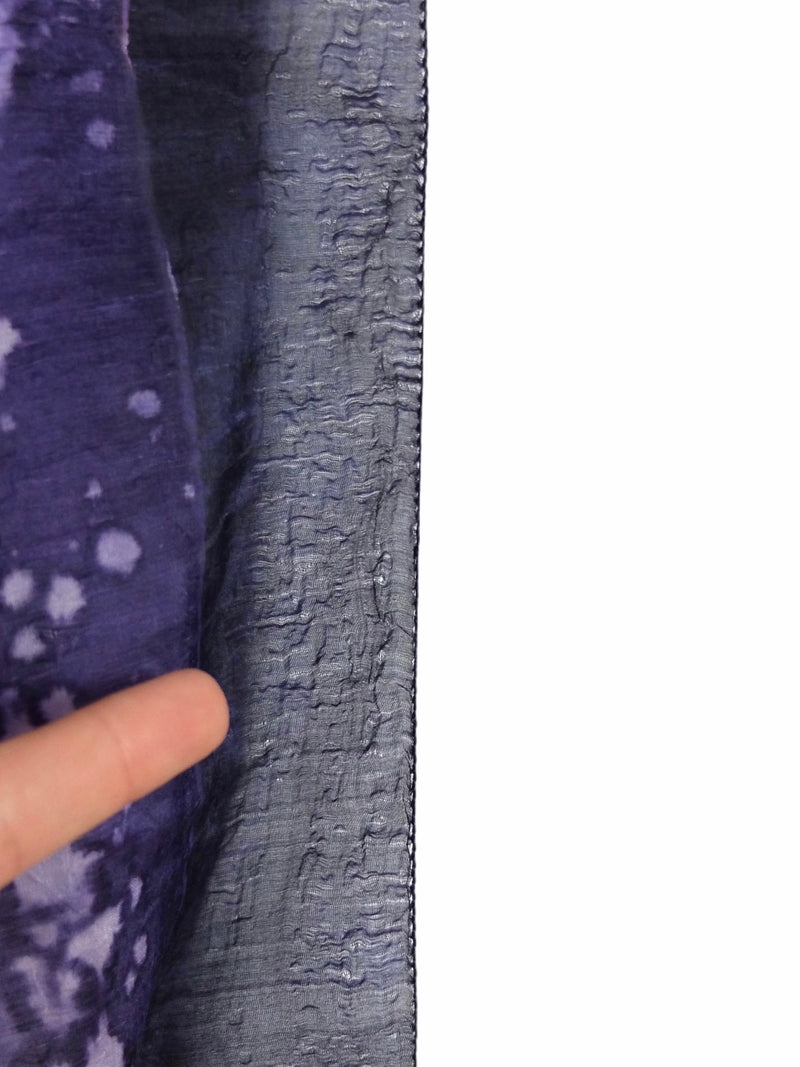 Vintage 80s Silk Hippie Bohemian Purple Abstract Acid Wash Butterfly Print Large Sheer Chiffon Square Bandana Neck Tie Scarf