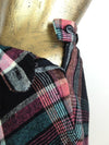 50s Mod Black and Pink Wool Tartan Argyle Check Print High Waisted Full Circle Midi Skirt