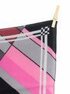 Vintage 90s Y2K Silk Mod Pink Black & Grey Abstract Geometric Check Print Square Bandana Neck Tie Scarf