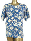 80s Silk Tropical Hawaiian Floral Pullover Half Sleeve Blouse