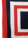 Vintage 70s Mod Chic Glam Rock Red White & Blue Geometric Striped Square Polyester Bandana Neck Tie Head Scarf