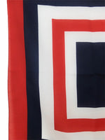 Vintage 70s Mod Chic Glam Rock Red White & Blue Geometric Striped Square Polyester Bandana Neck Tie Head Scarf