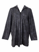 Vintage 00s Y2K Funky Disco Glam Rock Abstract Grey & Black Animal Snake Print Pointed Collar Zip Up Jacket | Women’s Size Medium