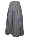 Vintage 70s Wool Mod High Waisted Chic Preppy Black & White Gingham Check Print A-Line Pleated Midi Skirt | 24 Inch Waist