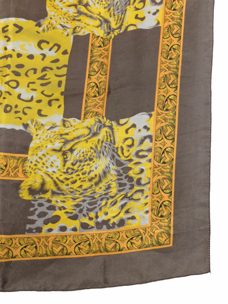 Vintage 80s Satin Silky Leopard Animal Print Square Bandana Neck Tie Scarf