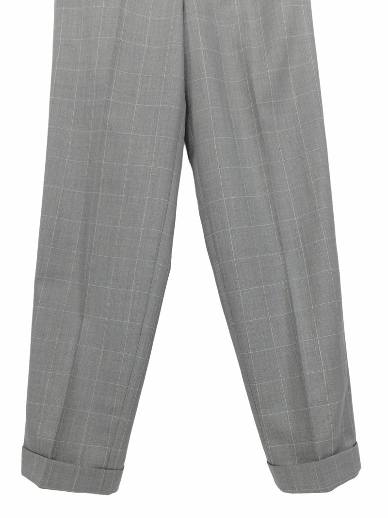 Vintage 00s Y2K Men’s Grey Plaid Check Print Straight Leg Cigarette Trouser Pants | Size 29-30 Waist